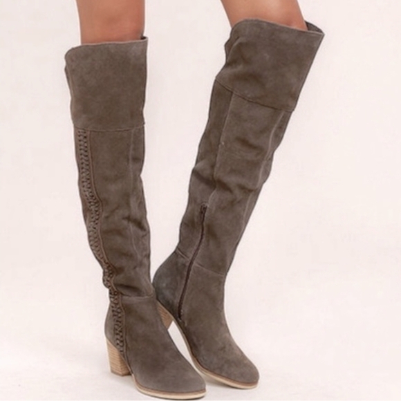 Coconuts By Matisse Women Muse Leather Over Knee Driving Shoes Heels boots sz 7M - Picture 1 of 11